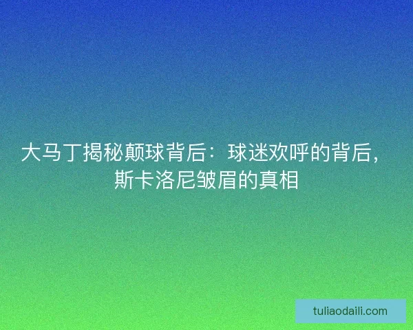 大马丁揭秘颠球背后：球迷欢呼的背后，斯卡洛尼皱眉的真相
